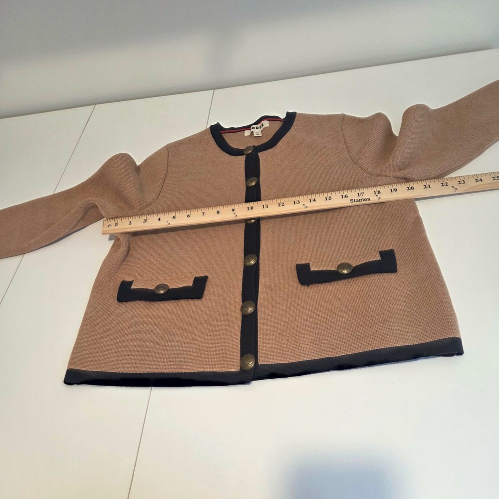Boden Holly Knitted Jacket Camel Navy Blue Cardigan Sweater Preppy Womens US 10 - Picture 13 of 13
